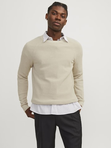 JACK & JONES Sweater 'Matt' in Beige: front