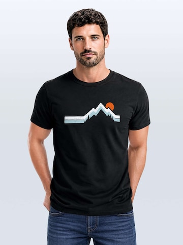 Neverless Shirt 'Mountain Sun' in Black: front