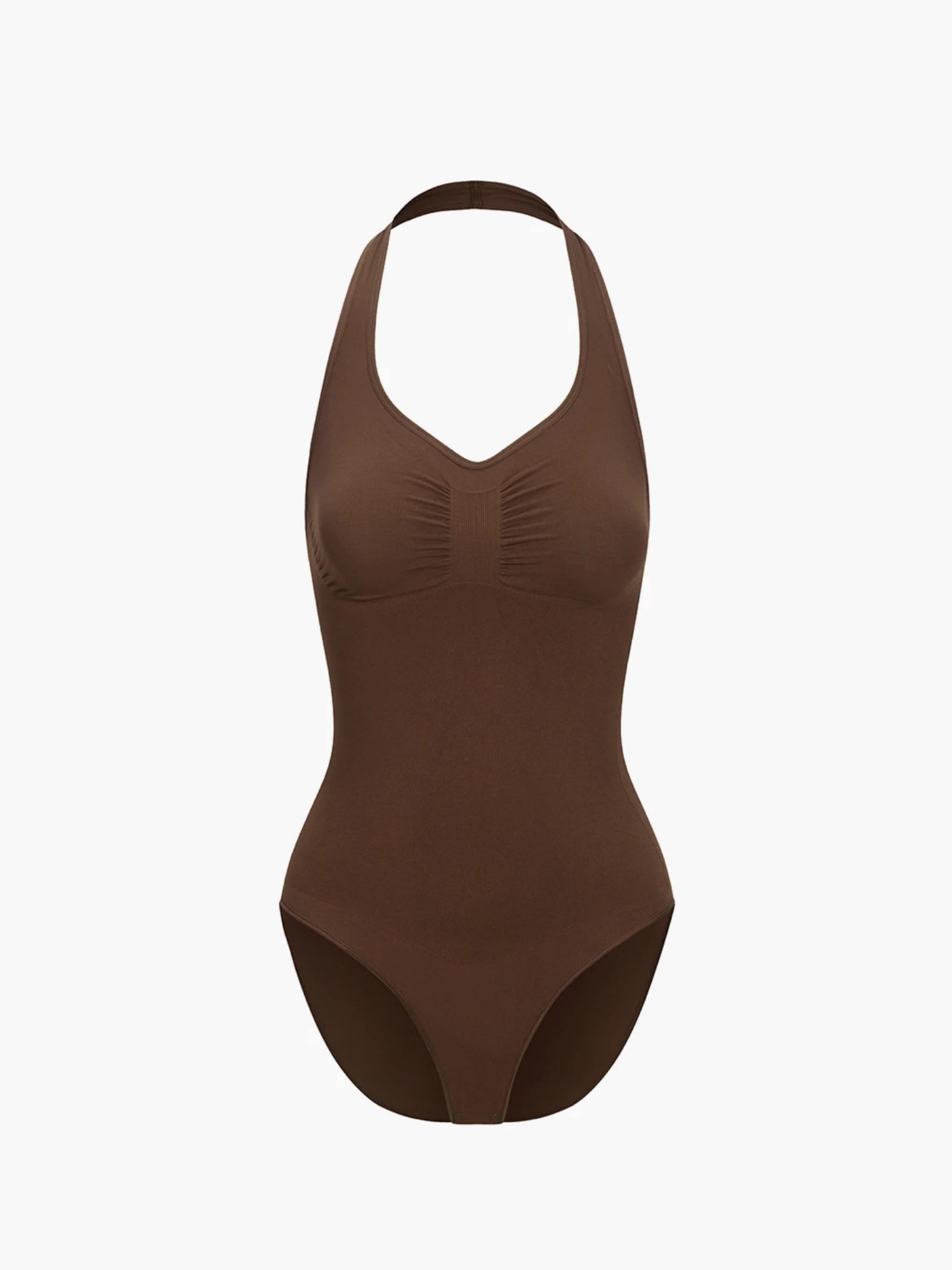 cfab (formerly creamy fabrics) Shapingbody 'Neckholder Bodysuit mit Slip'‌‌‌ in Braun: Vorderseite