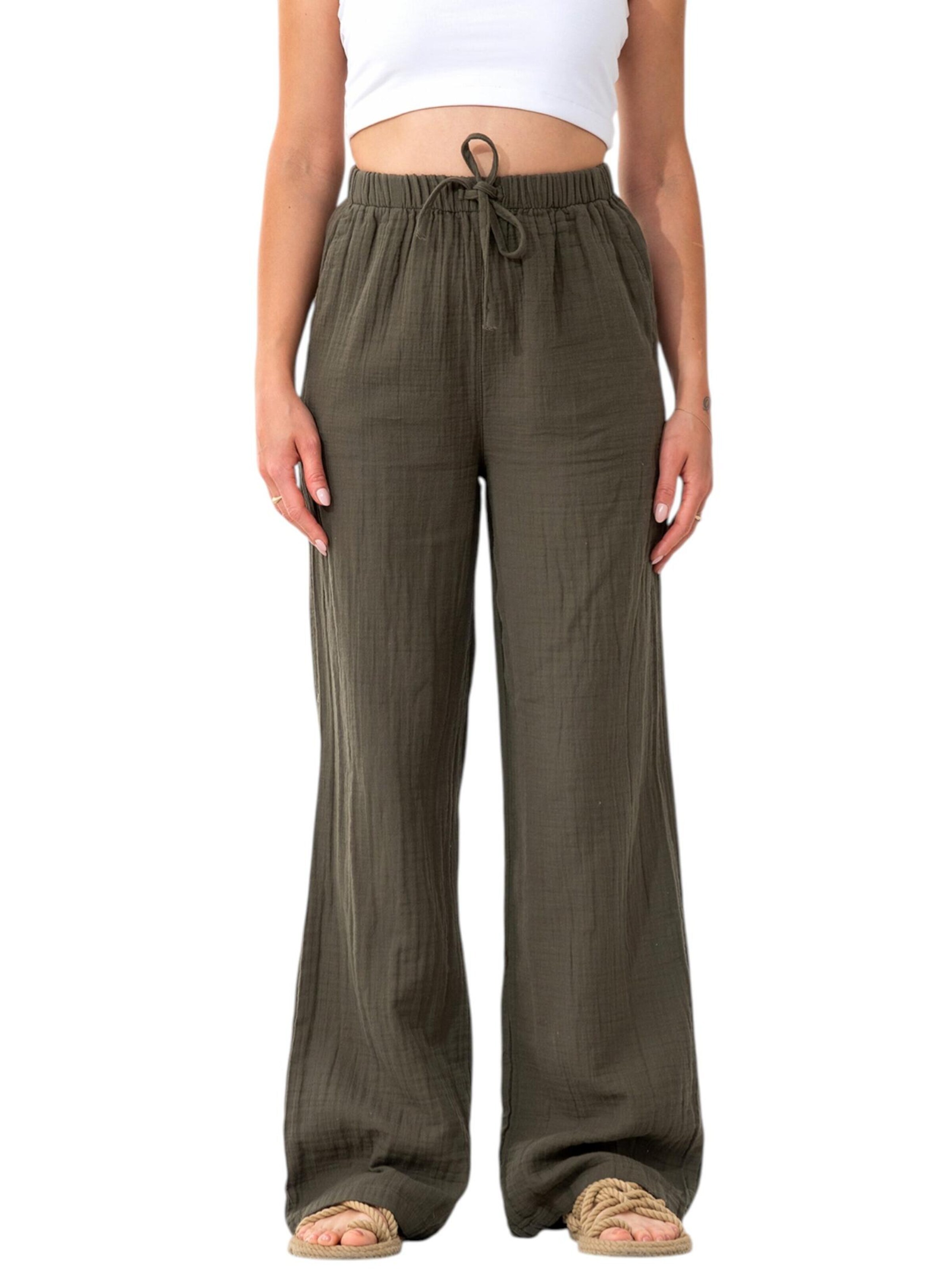 WENOR Wide leg Pants 'Eleni' in Green: front