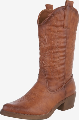 Ital-Design Cowboy Boots in Brown: front