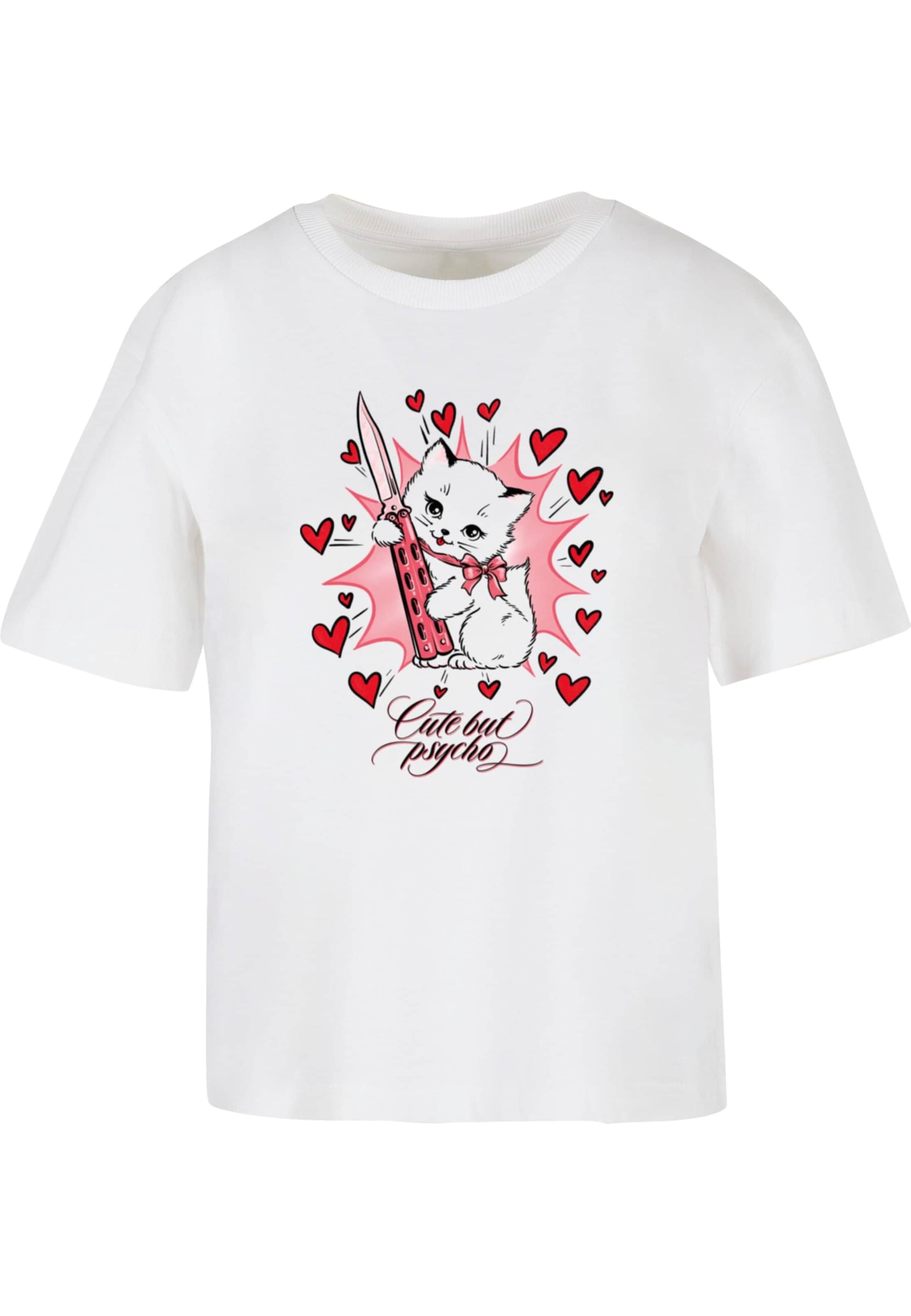 Maglietta 'Psycho Kitty' di Miss Tee in bianco: frontale