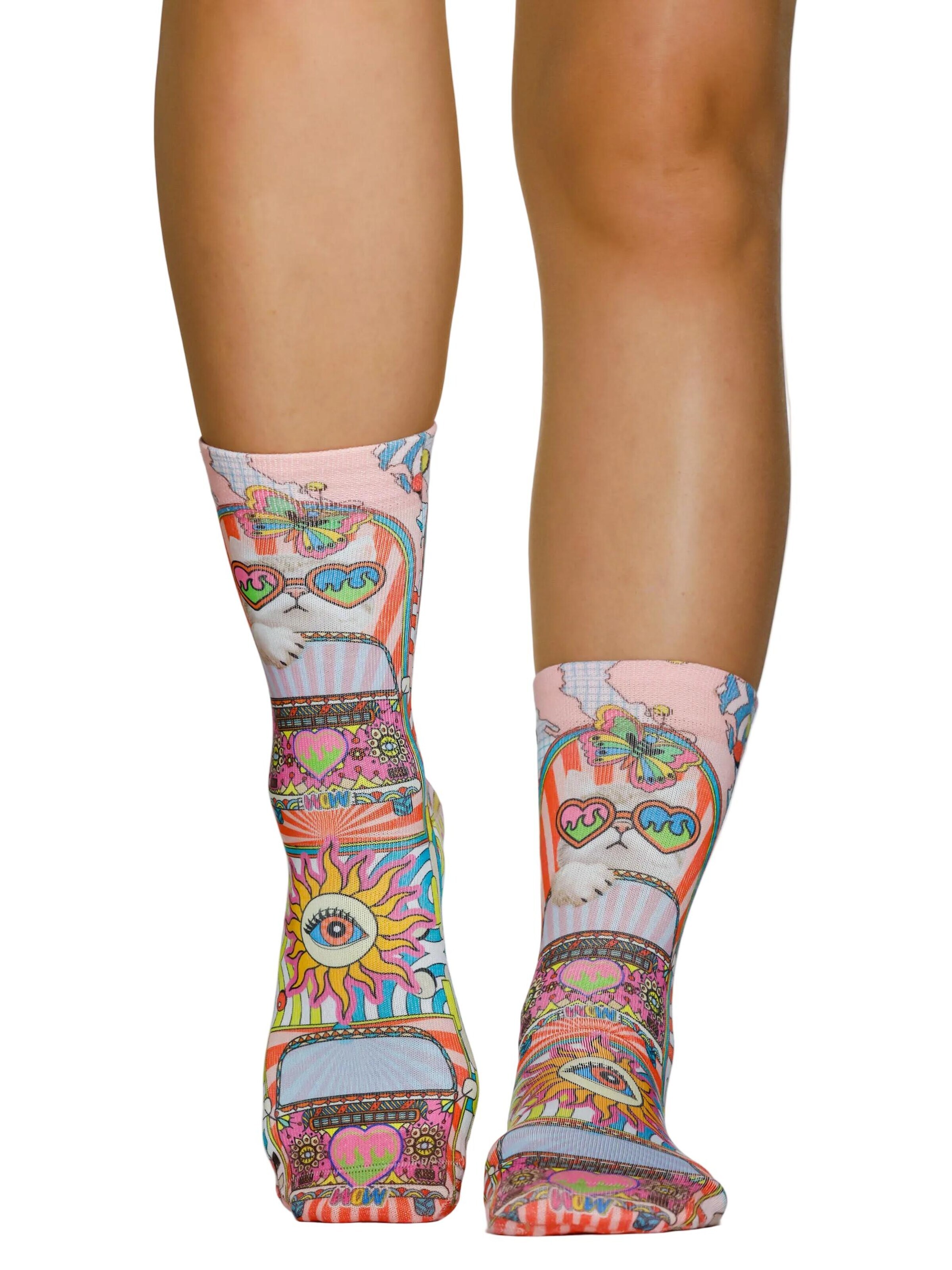 Wigglesteps Sokken 'Hippie Cat' in Gemengde kleuren: voorkant