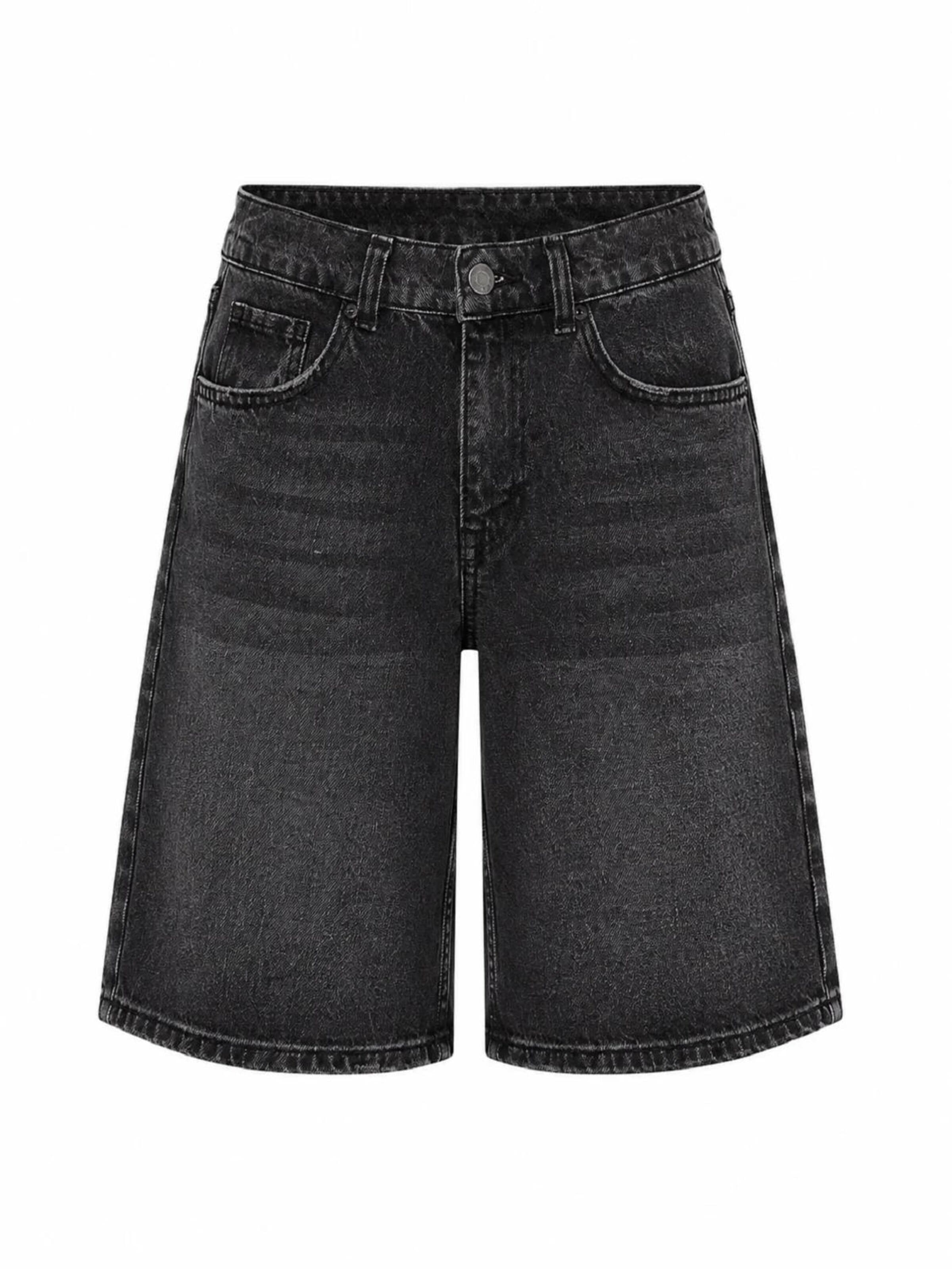 IT'S BASIC Baggy Jeans 'ELASTICATED BAGGY DENIM SHORT'‌‌‌ in Schwarz
