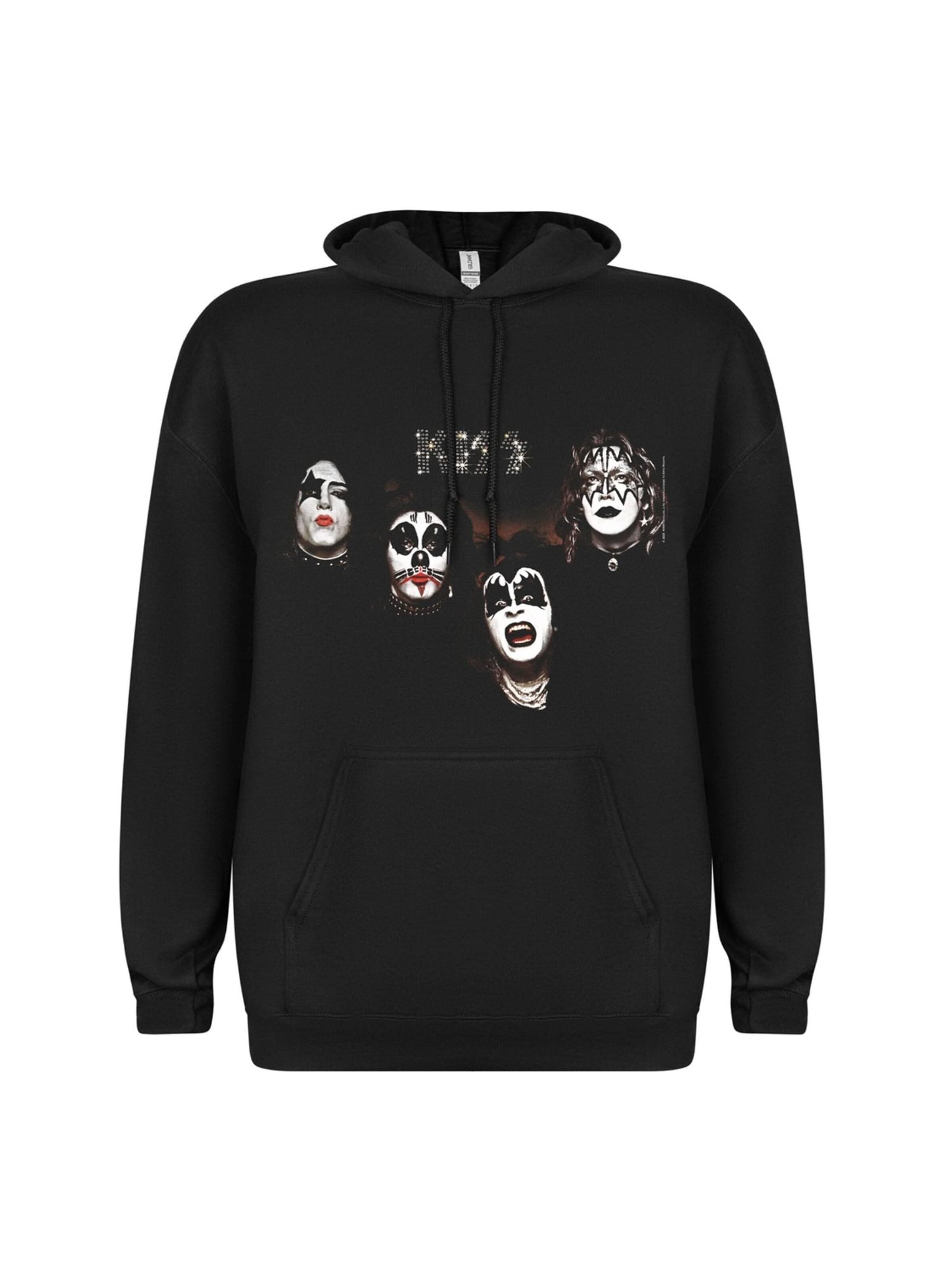 Sweat-shirt 'Kiss - 1974  Hoodie' Kiss en noir : devant