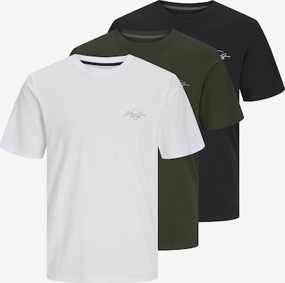 JACK & JONES Majica 'JJFerris' u tamno zelena / crna / bijela, Pregled proizvoda