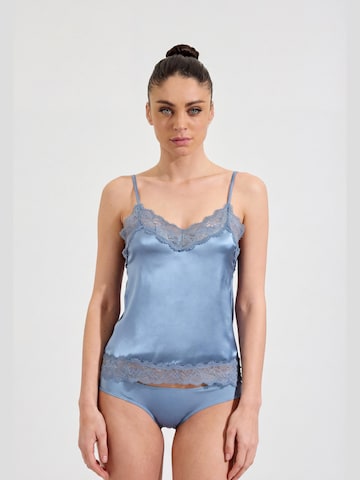 Maglietta intima 'Top Canotta Donna con Pizzo - Effetto Raso Tinta Unita' di Ciocca in blu