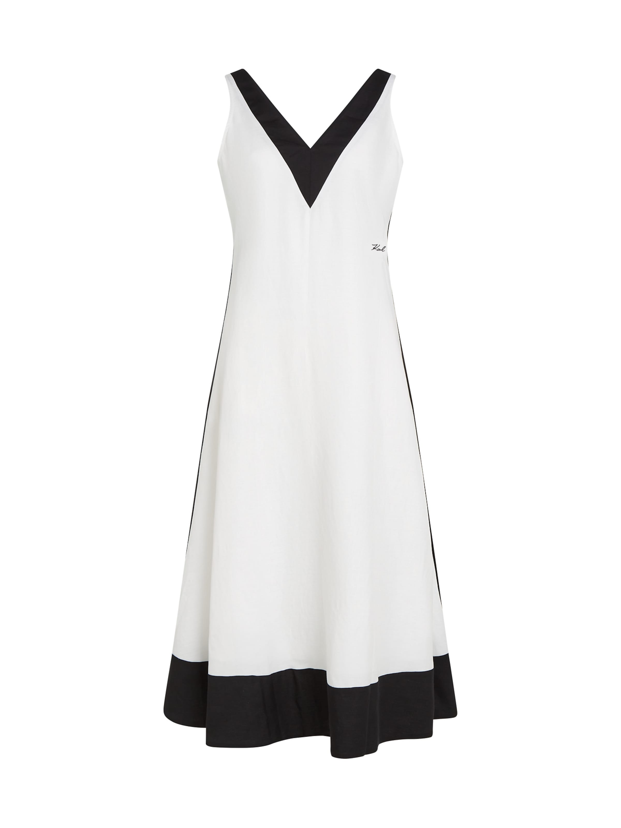 balts Karl Lagerfeld Kleita: no priekšpuses