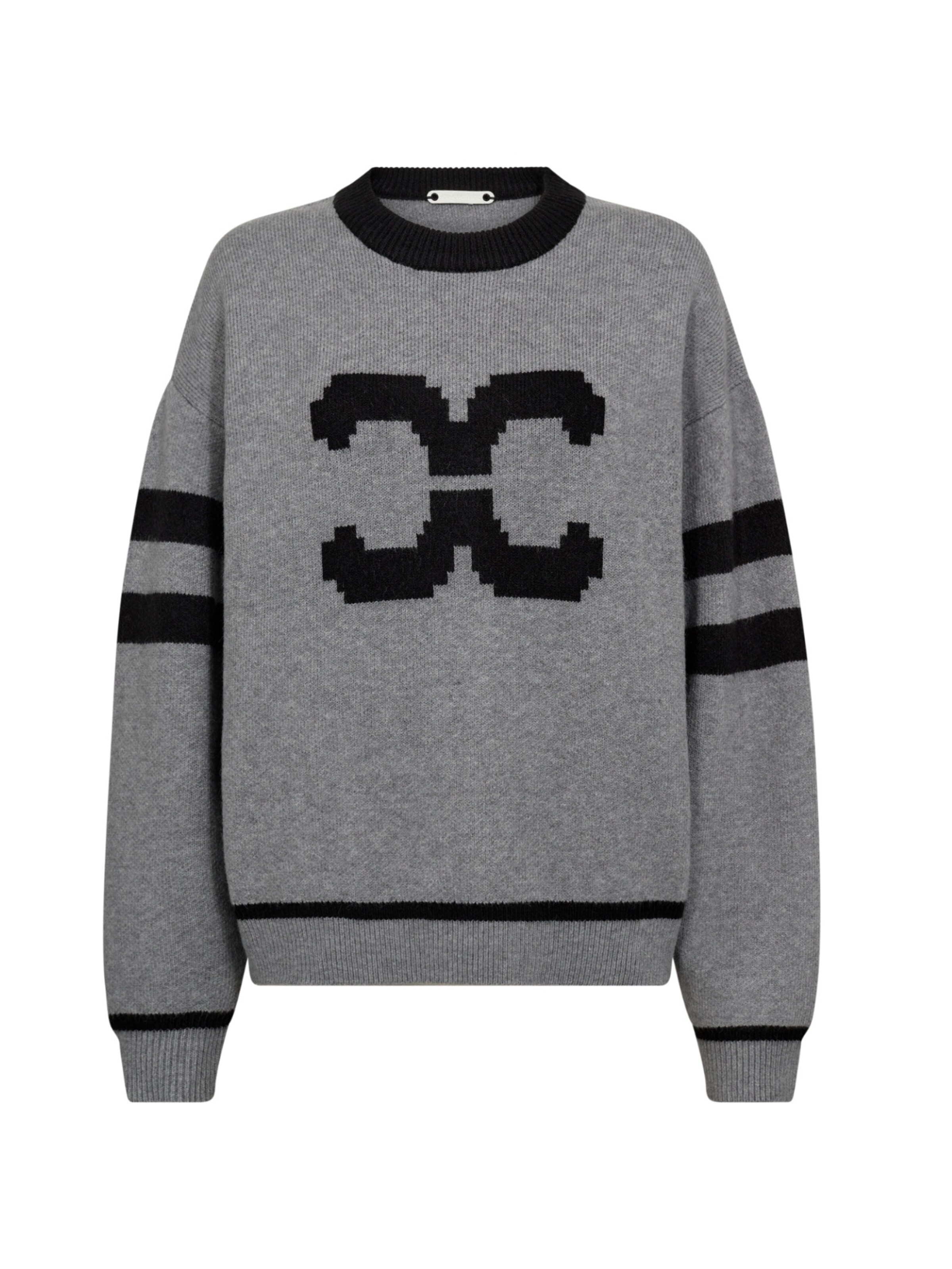 Pull-over 'Row' co'couture en gris : devant