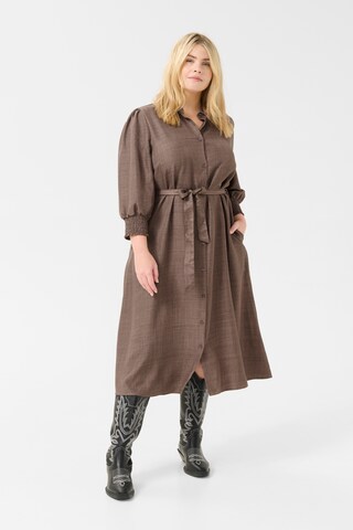 KAFFE CURVE Blousejurk 'Ellinor' in Grijs: voorkant
