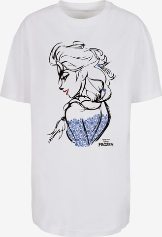 T-shirt 'Disney Frozen Elsa Sketch Mono' F4NT4STIC en blanc : devant