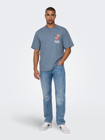 Only & Sons Shirt 'ROLLING STONES' in Blauw