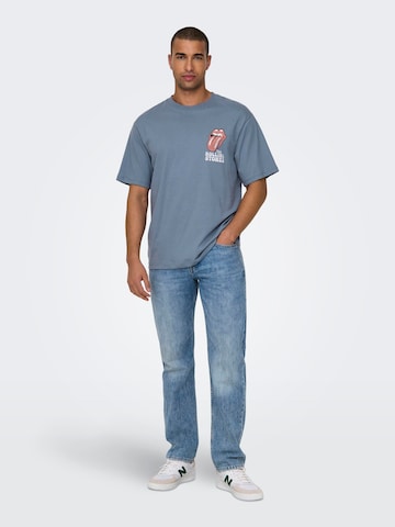 Only & Sons - Camiseta 'ROLLING STONES' en azul