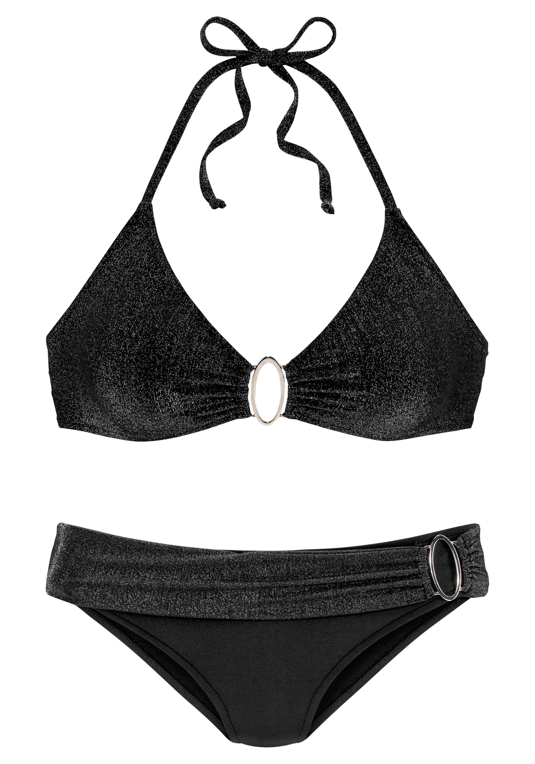 JETTE Triangle Bikini in Black: front