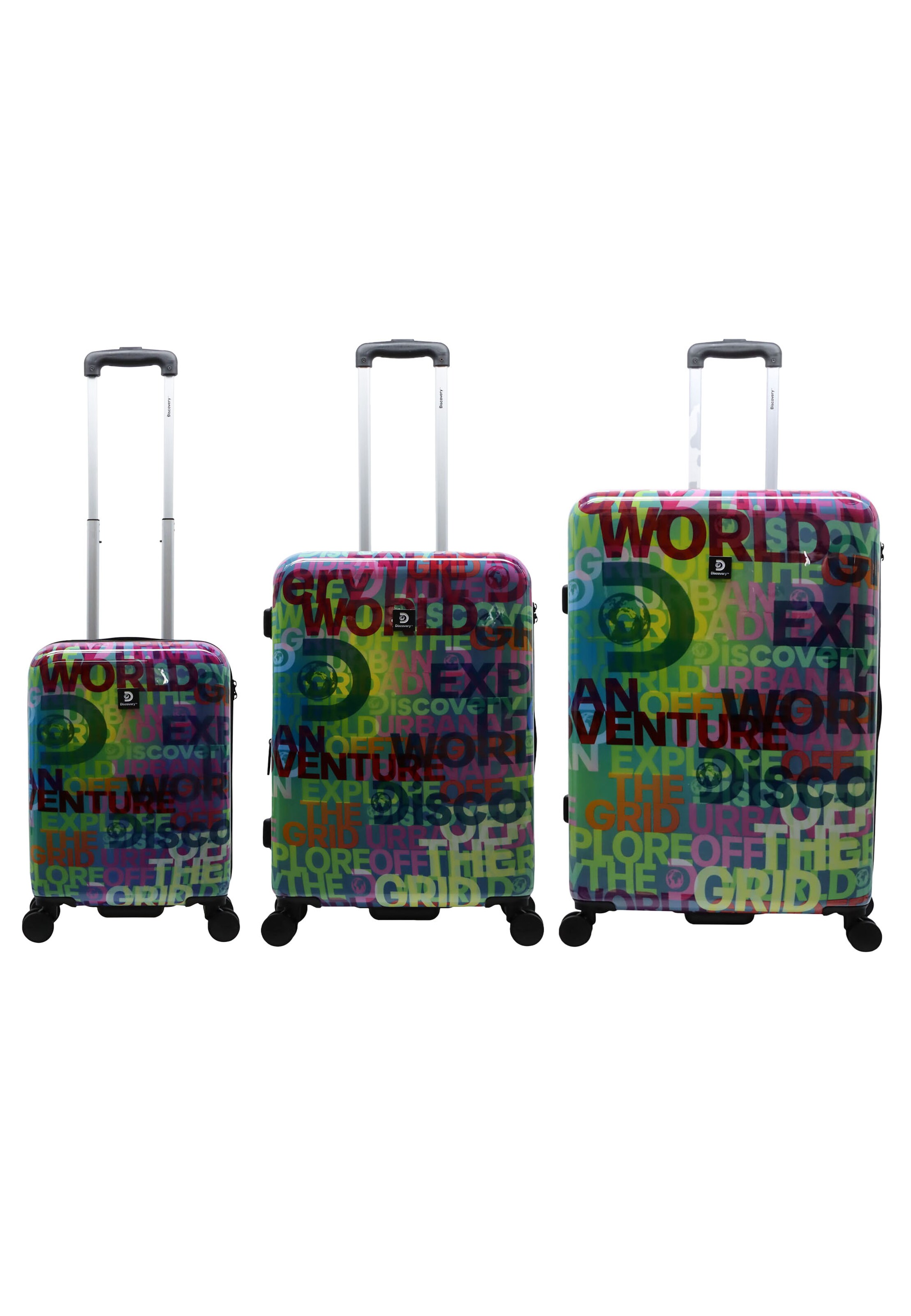 Discovery Suitcase Set 'EXPLORE THE WORLD' in Mixed colors: front