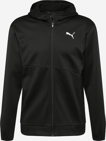 PUMA Sports sweat jacket 'TRAIN ALL DAY' in Black: front