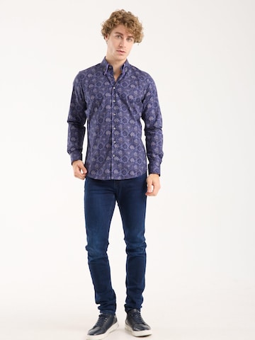 Coupe slim Chemise business 'Sport Poplin Stretch Man Shirt Blue Purple' 7Camicie en bleu