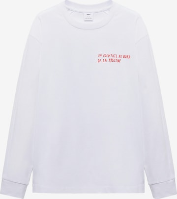MANGO MANSweater majica 'COCKTAIL' - bijela boja: prednji dio