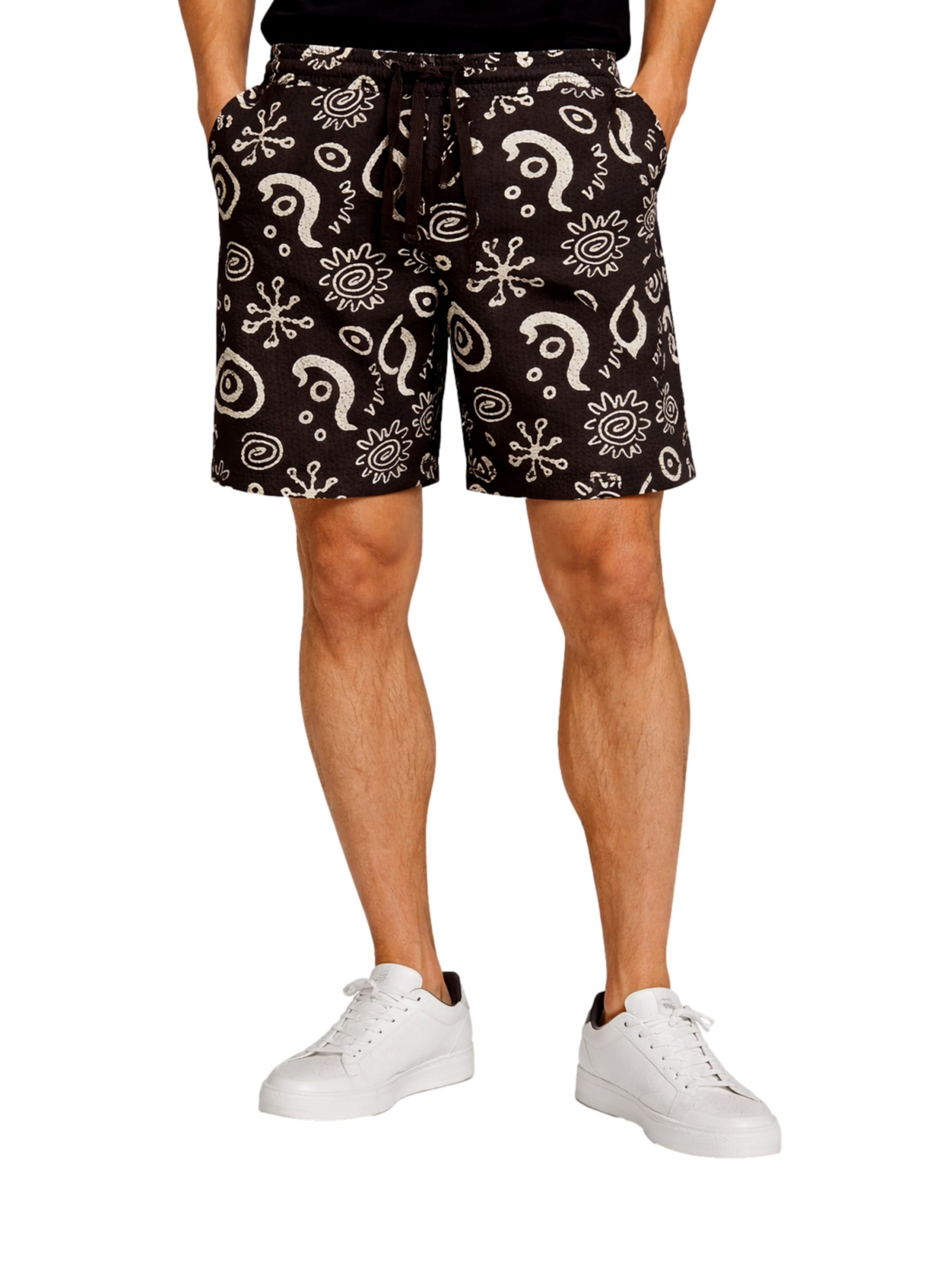 Only & Sons Loosefit Hose 'Cruz Seersucker' in Schwarz: Vorderseite