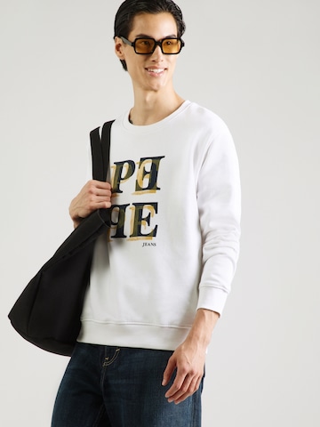Pepe Jeans Zip-Up Hoodie in White: front