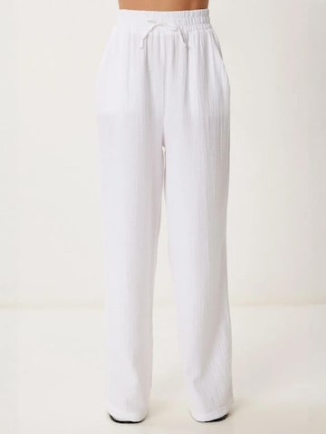 Happiness İstanbul Wide leg Broek in Wit: voorkant