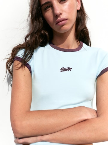 Pull&Bear Тениска 'STWD' в синьо