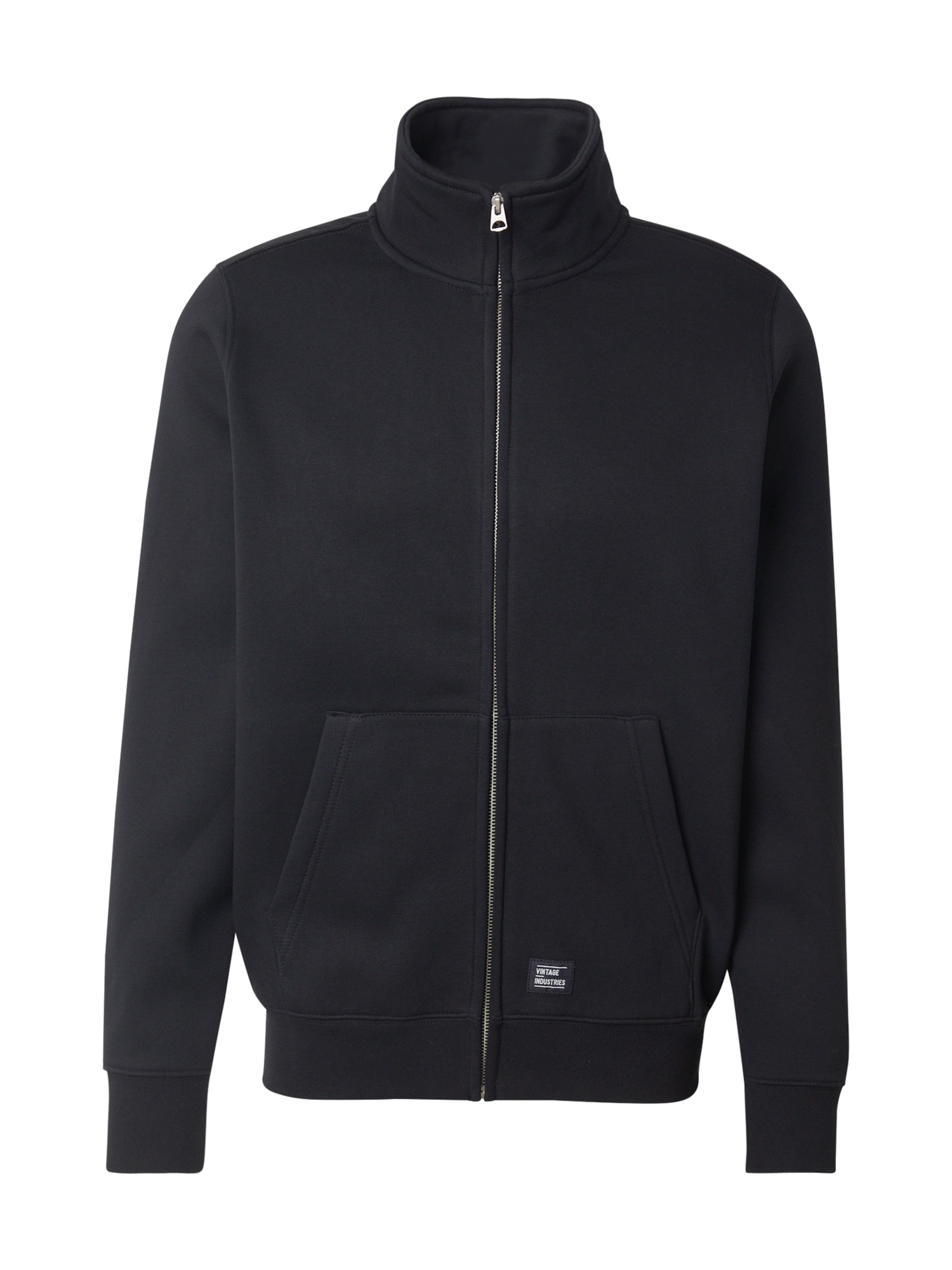 Vintage Industries Ζακέτα φούτερ 'Harold' σε μαύρο: μπροστά