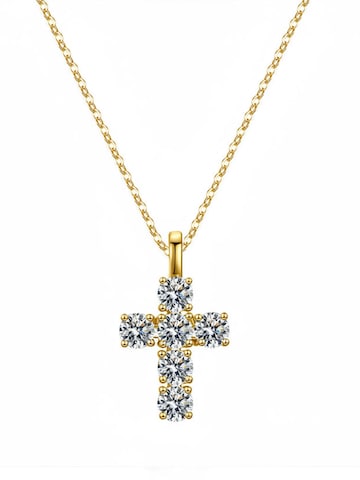 Staufergold Kette 'Moissanit Kreuzanhänger „Lumina Cross“ – 3 ct'‌‌‌‌‌ in Gold: Vorderseite