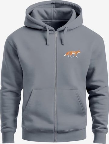 Neverless Sweatjacke 'Fuchs Polygon' in Grau: Vorderseite