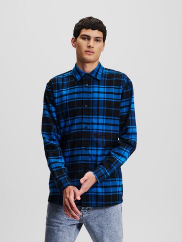 KARL LAGERFELD JEANS - Regular Fit Camisa ' Checked ' em azul: frente