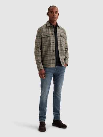 VANGUARD Regular Fit Skjorte 'Overshirt in brushed mouliné with check pattern' i hvid