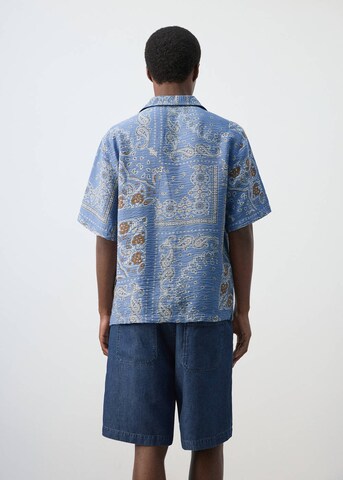 MANGO MAN Regular Fit Hemd 'Madras' in Blau