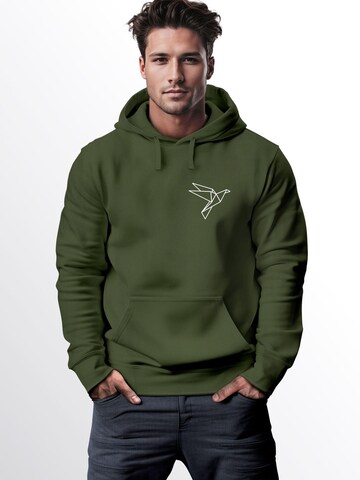 Neverless Sweatshirt 'Origami Vogel' in Green