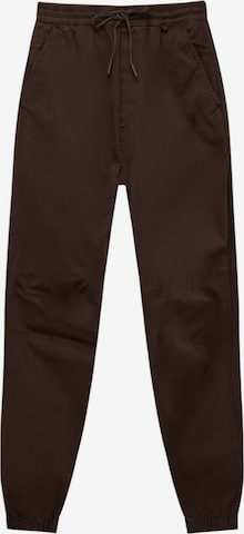 Pull&Bear Tapered Pants in Brown: front