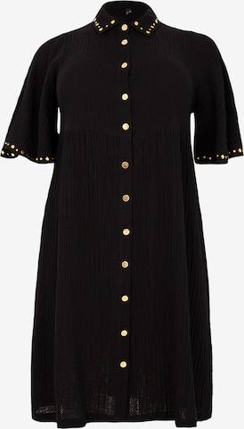 Yoek Shirt Dress in Black: front