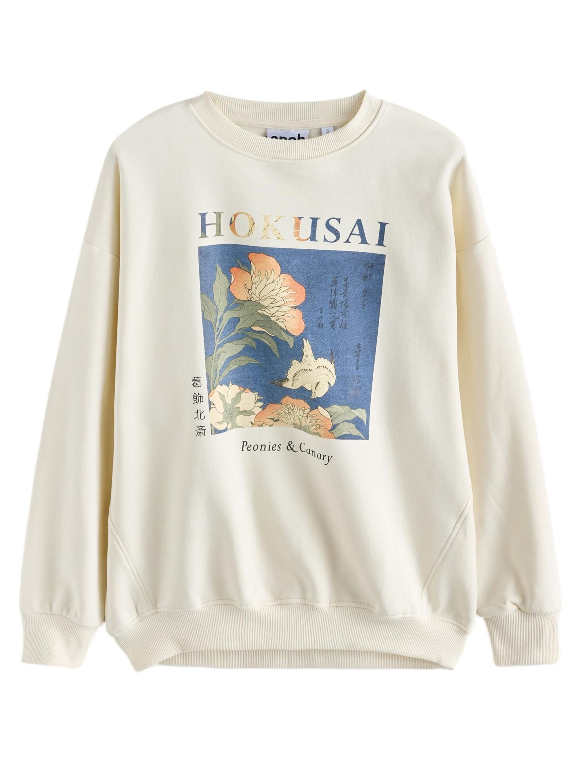 Bluză de molton 'Hokusai' de la Next pe bej: față