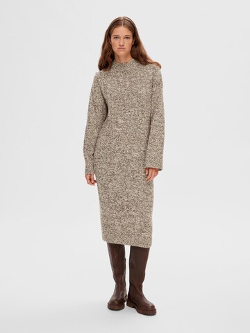 SELECTED FEMME Knitted dress 'Riba' in Brown