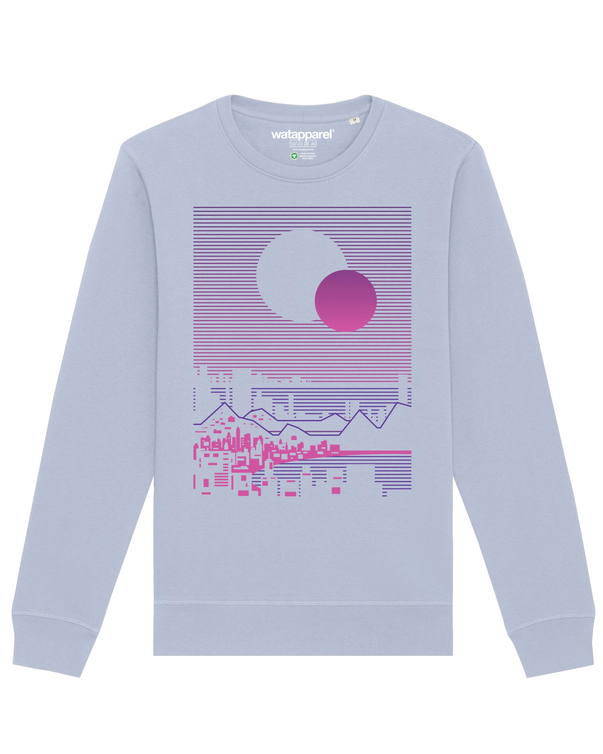 Watapparel Sweatshirt ' Sun and Moon Skyline ' in Blauw: voorkant