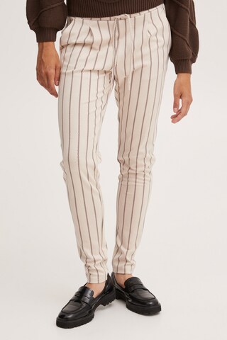 ICHI Skinny Trousers 'Ruti' in Beige: front
