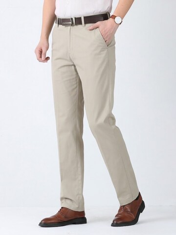 ALLTHEMEN Regular Pleat-Front Pants 'Stofffall' in Beige