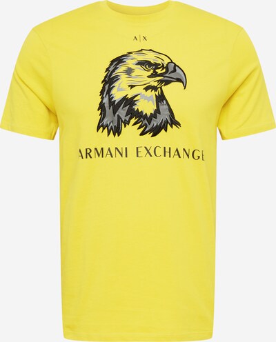 Tricou ARMANI EXCHANGE pe galben citron / gri piatră / negru, Vizualizare produs