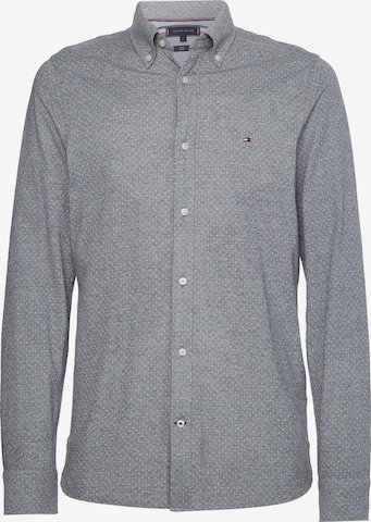 TOMMY HILFIGER Button Up Shirt '1985 Dobby' in Grey: front