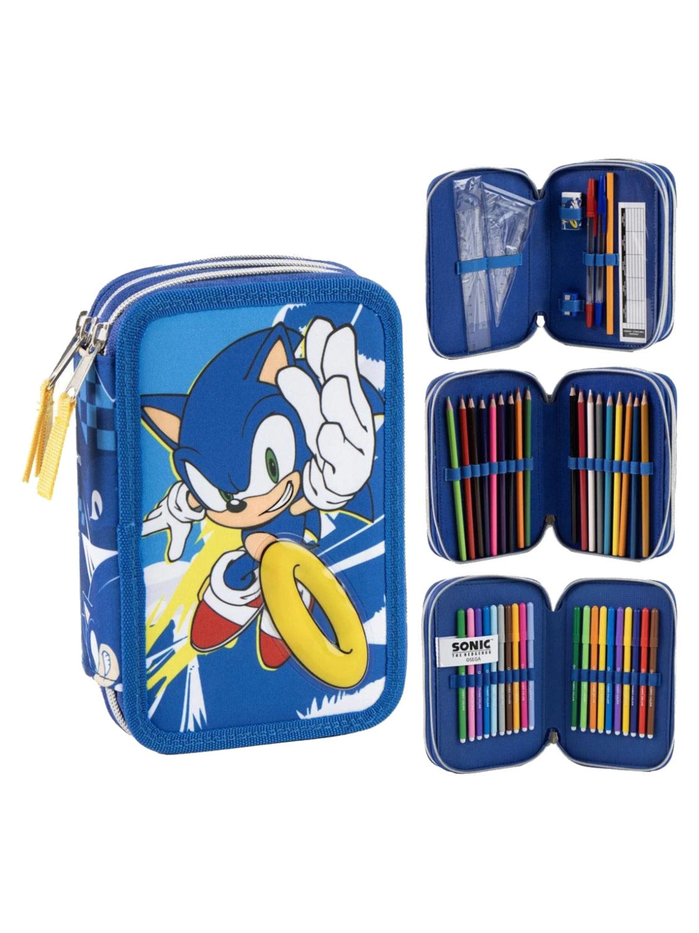 Sonic the Hedgehog Pouch 'Sonic the Hedgehog Gevuld Etui 3 Vaks' in Blue