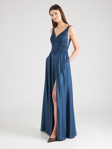Robe de soirée mascara en bleu : devant