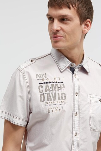 CAMP DAVID Slim fit Button Up Shirt in Beige