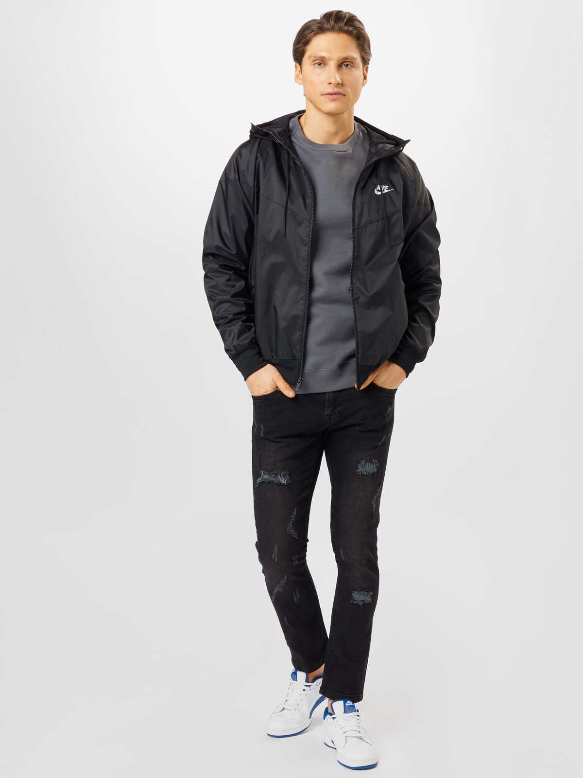 Nike Sportswear Преходно яке в черно / бяло | ABOUT YOU