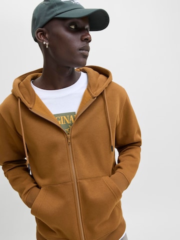 JACK & JONES Sweat jacket 'JJBradley' in Brown