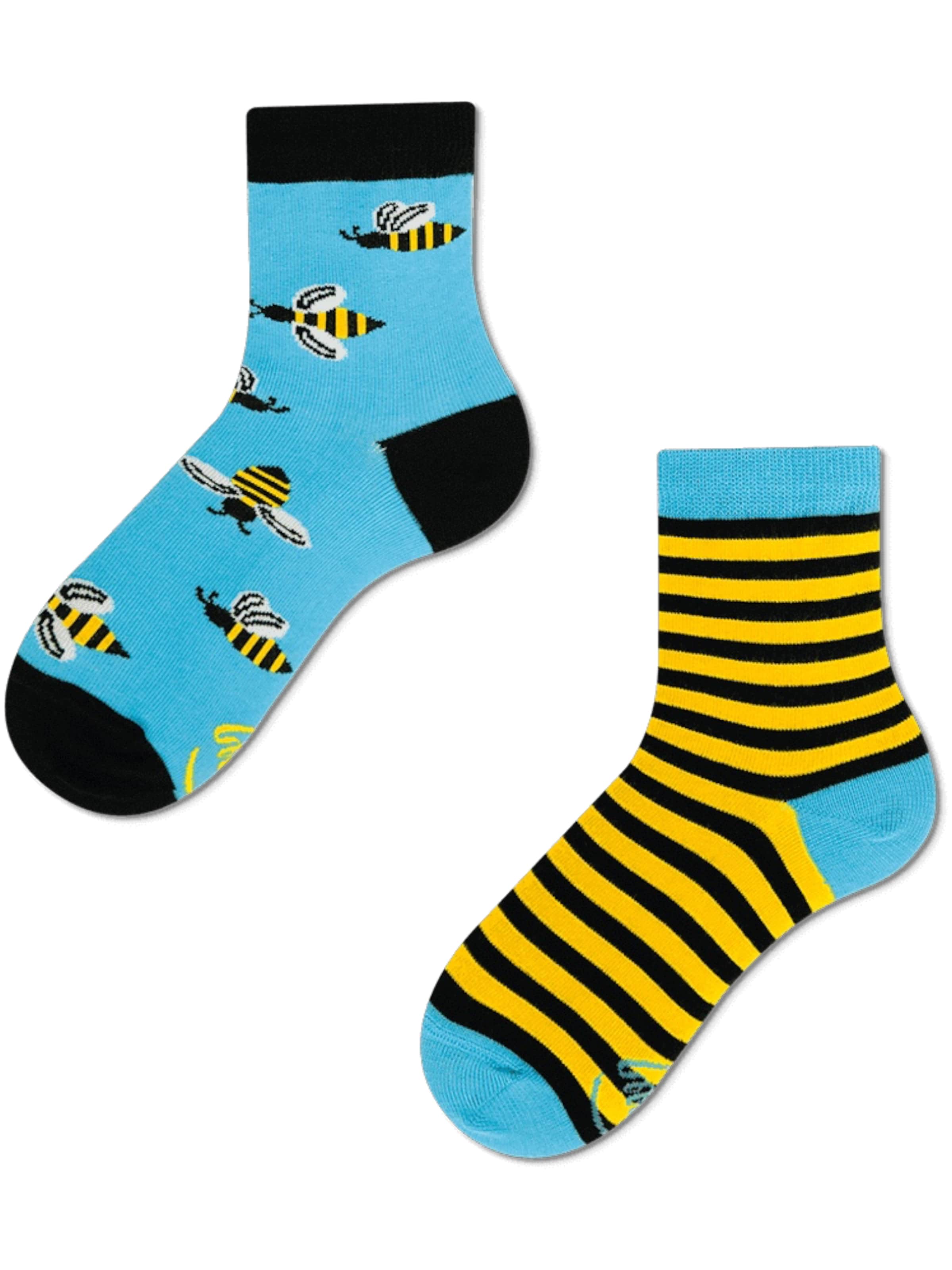 Many Mornings Socks 'Bee Bee' in Blue: front