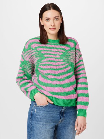 Vero Moda Curve Пуловер 'WINE ILLUSION' в зелено: отпред