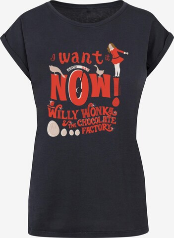 ABSOLUTE CULT T-Shirt 'Willy Wonka - Verruca Salt I Want It Now' in Blau: predná strana